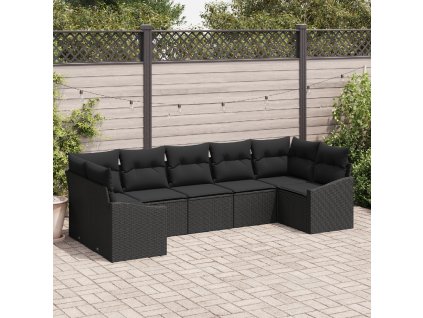 vidaXL Sada zahradních pohovek s úložištěm 7 pcs Černá polyratan