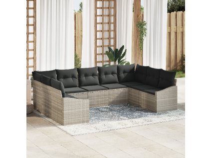 vidaXL Sada zahradních pohovek s úložištěm 9 pcs Světle šedá polyratan