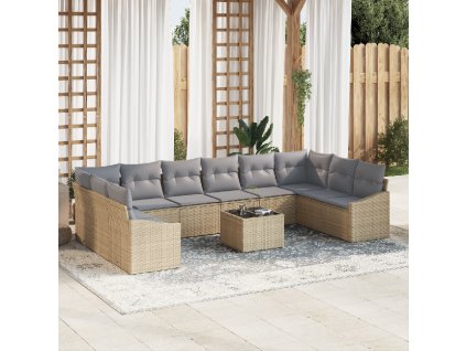 vidaXL Zahradní jídelní souprava 11 pcs Béžová a Světle šedá