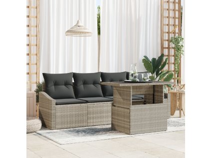vidaXL Sada zahradních pohovek 5 pcs Světle šedá Poly ratan
