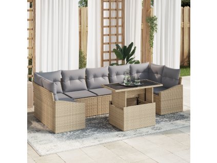 vidaXL Sada zahradních pohovek s úložištěm 8 pcs Béžová Poly ratan