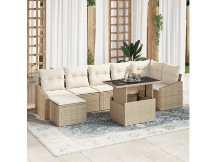 vidaXL Sada zahradních pohovek s polštářem 8 pcs Béžová a krémová