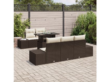 vidaXL Sada zahradních pohovek s polštářem 6 pcs Hnědá a krémová