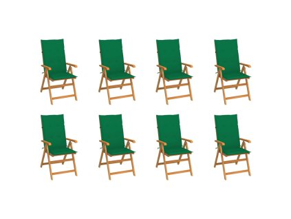 vidaXL Polohovací zahradní židle s poduškami 8 ks masivní teak