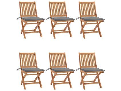 vidaXL Skládací zahradní židle s poduškami 6 ks masivní teak