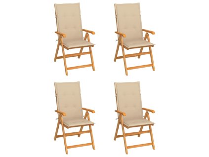 vidaXL Zahradní židle 4 ks béžové podušky masivní teak