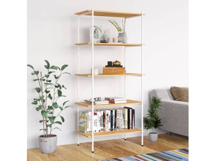 vidaXL Policový regál s 5 policemi bílý a dub 80 x 40 x 163 cm