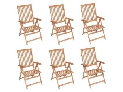 vidaXL Polohovatelné zahradní židle 6 ks masivní teak