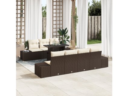 vidaXL Sada zahradních pohovek s polštářem 8 pcs Hnědá a krémová