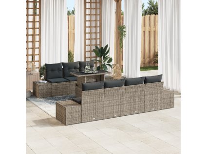 vidaXL Sada zahradních pohovek s polštářem 8 pcs Šedá