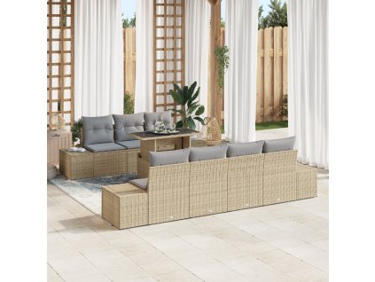 vidaXL Sada zahradních pohovek s polštářem 8 pcs Béžová a Světle šedá