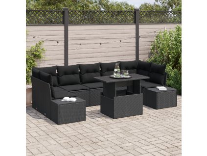 vidaXL Sada zahradních pohovek s polštářem 8 pcs Černá