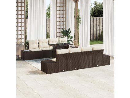 vidaXL Sada zahradních pohovek s polštářem 7 pcs Hnědá a krémová