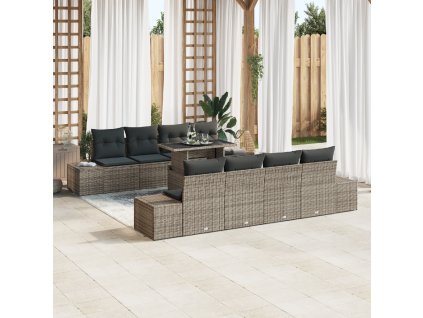 vidaXL Sada zahradních pohovek s polštářem s úložištěm 9 pcs Šedá