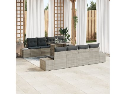 vidaXL Sada zahradních pohovek 9 pcs Světlá šedá a tmavá šedá