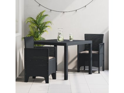 vidaXL Zahradní jídelní souprava 3 pcs Antracit Polypropylen
