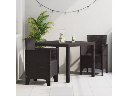 vidaXL Zahradní jídelní souprava 3 pcs Hnědá Ratan Polt