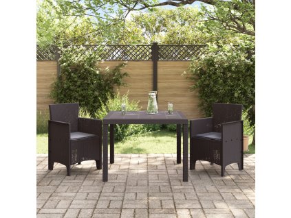 vidaXL Zahradní jídelní souprava 3 pcs Hnědá Polypropylen