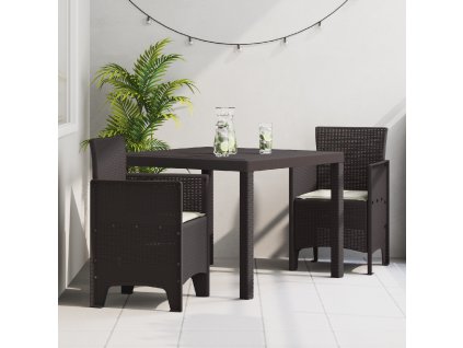 vidaXL Zahradní jídelní souprava 3 pcs Hnědá Ratan Polt
