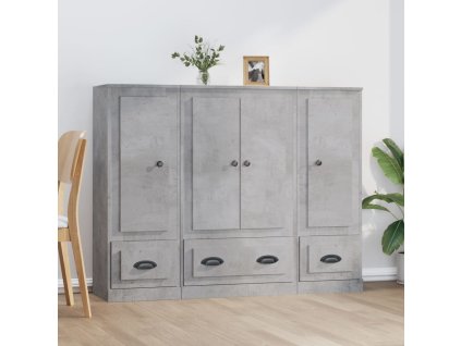 vidaXL Příborníky 3 ks betonově šedé kompozitní dřevo