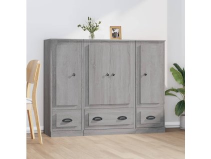 vidaXL Příborníky 3 ks šedé sonoma kompozitní dřevo