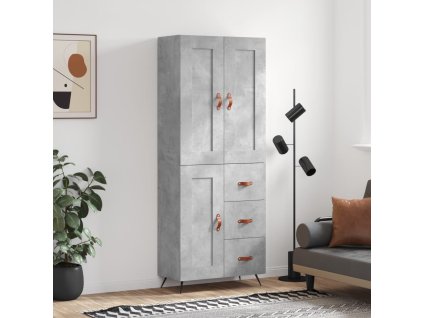 vidaXL Skříň highboard betonově šedá 69,5x34x180 cm kompozitní dřevo