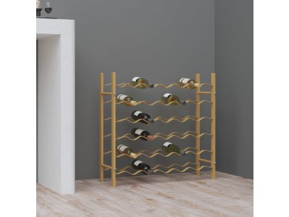 vidaXL Stojan na víno na 36 lahví zlatý kov