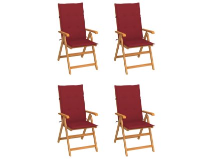 vidaXL Zahradní židle 4 ks vínové podušky masivní teak