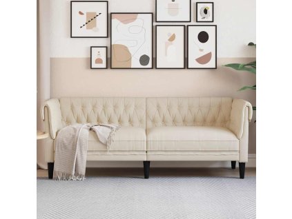 vidaXL Chesterfield pohovka 3místná len