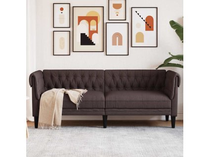 vidaXL Chesterfield pohovka 3místná tmavě hnědá textil