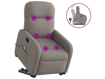 vidaXL Zvedací masážní polohovací křeslo taupe textil