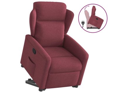 vidaXL Zvedací polohovací křeslo vínové textil