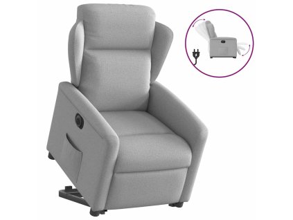 vidaXL Elektrické zvedací polohovací křeslo obláčkově šedé textil