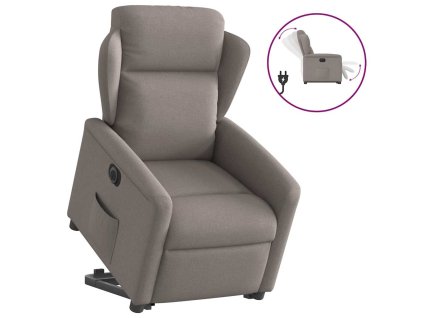 vidaXL Elektrické zvedací polohovací křeslo taupe textil