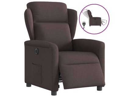 vidaXL Elektrické polohovací křeslo tmavě hnědé textil