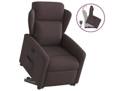 vidaXL Zvedací polohovací křeslo tmavě hnědé textil
