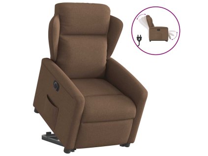 vidaXL Elektrické zvedací polohovací křeslo hnědé textil