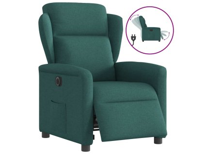 vidaXL Elektrické polohovací křeslo tmavě zelené textil