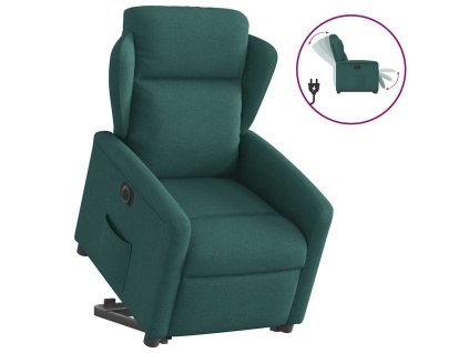 vidaXL Elektrické zvedací polohovací křeslo tmavě zelené textil