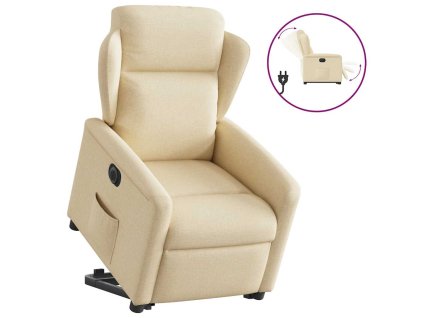 vidaXL Elektrické zvedací polohovací křeslo krémové textil