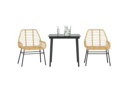 vidaXL 3dílný zahradní jídelní set hnědý polyratan sklo