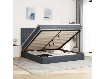 vidaXL Osmanský rám postele s matracíes tmavě šedá 160x200cm samet