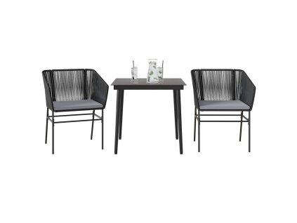 vidaXL 3dílný zahradní jídelní set s poduškami černý polyratan sklo