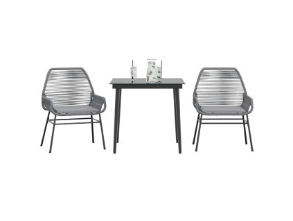 vidaXL 3dílný zahradní jídelní set s poduškami šedý polyratan sklo