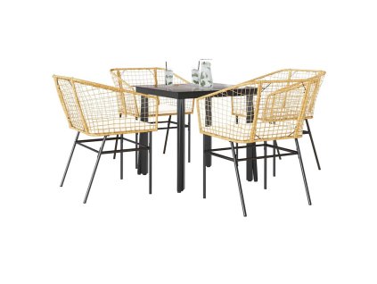 vidaXL 5dílný zahradní jídelní set s poduškami hnědý polyratan sklo