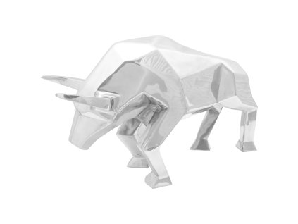 vidaXL Socha býka Stříbrná 74 x 23 x 39 cm Hliník