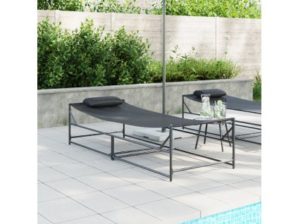 vidaXL Lehátko na slunění Antracit 200 x 74 x 73 cm Textilén a ocel