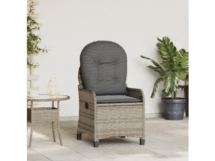 vidaXL Polohovací křeslo Šedá 56 x 66 x 95cm polyratan