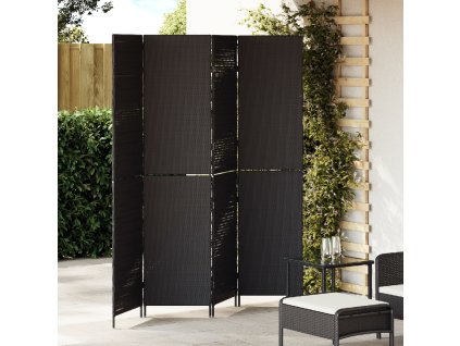 vidaXL Přepážka Černá 195 x 180 cm polyratan