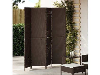 vidaXL Přepážka Hnědá 195 x 180 cm polyratan